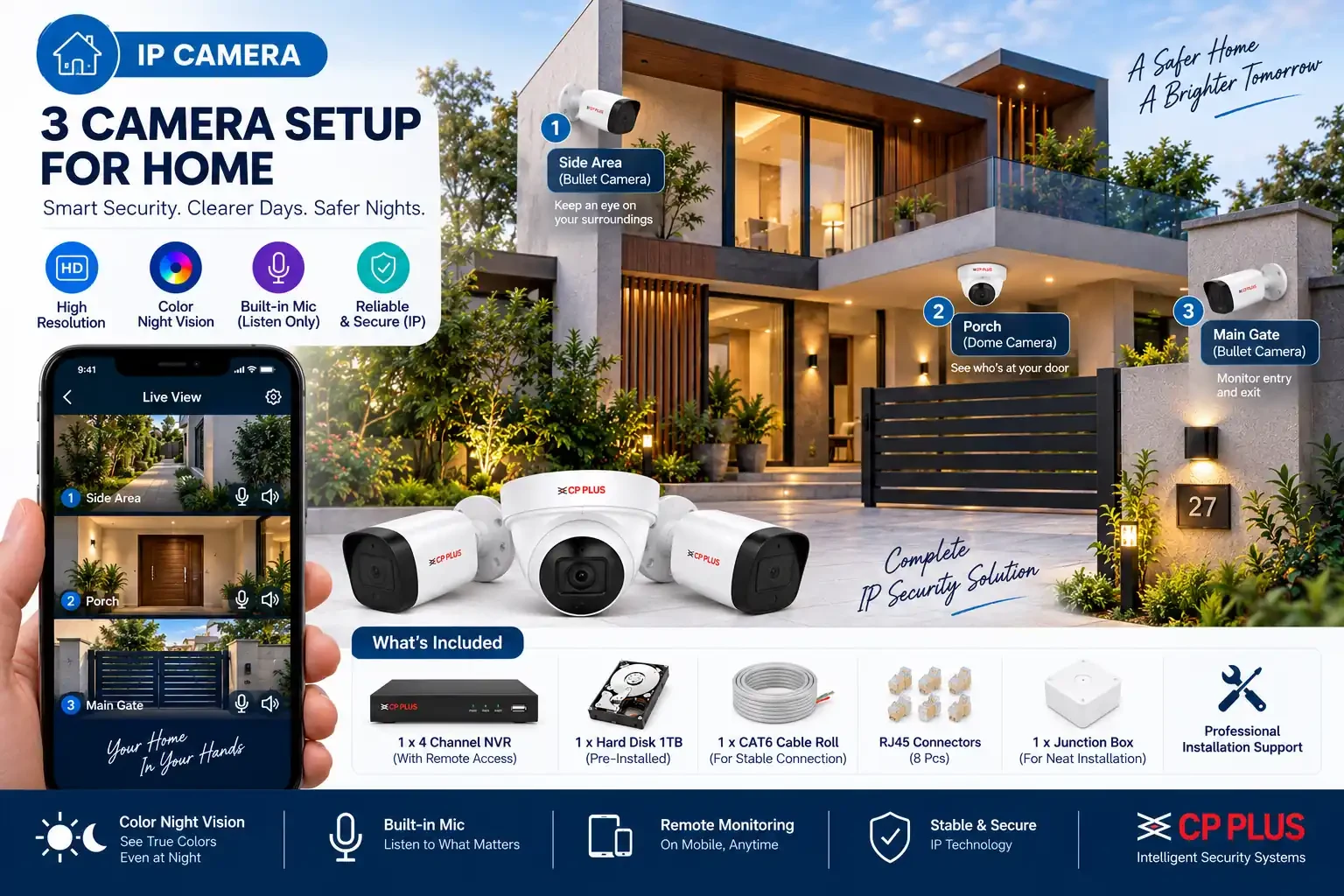 Home 3 IP Camera Color Night Security