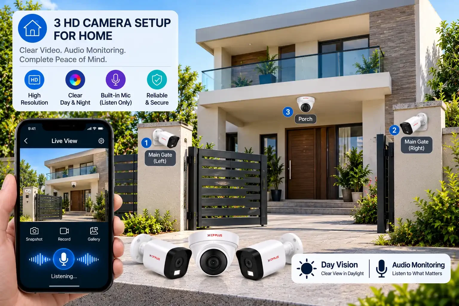 Home 3 Camera Smart HD Audio Security
