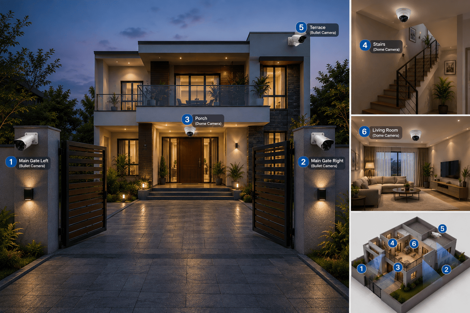 Home 6 HD Camera Smart Color Night Security