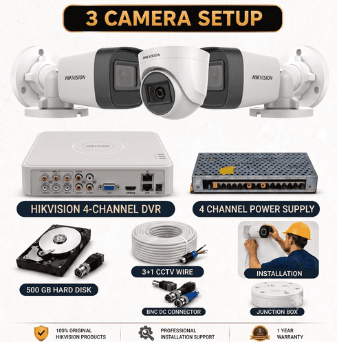 HIKVISION 2MP HD 3 CAMERA SETUP ESSENTIAL
