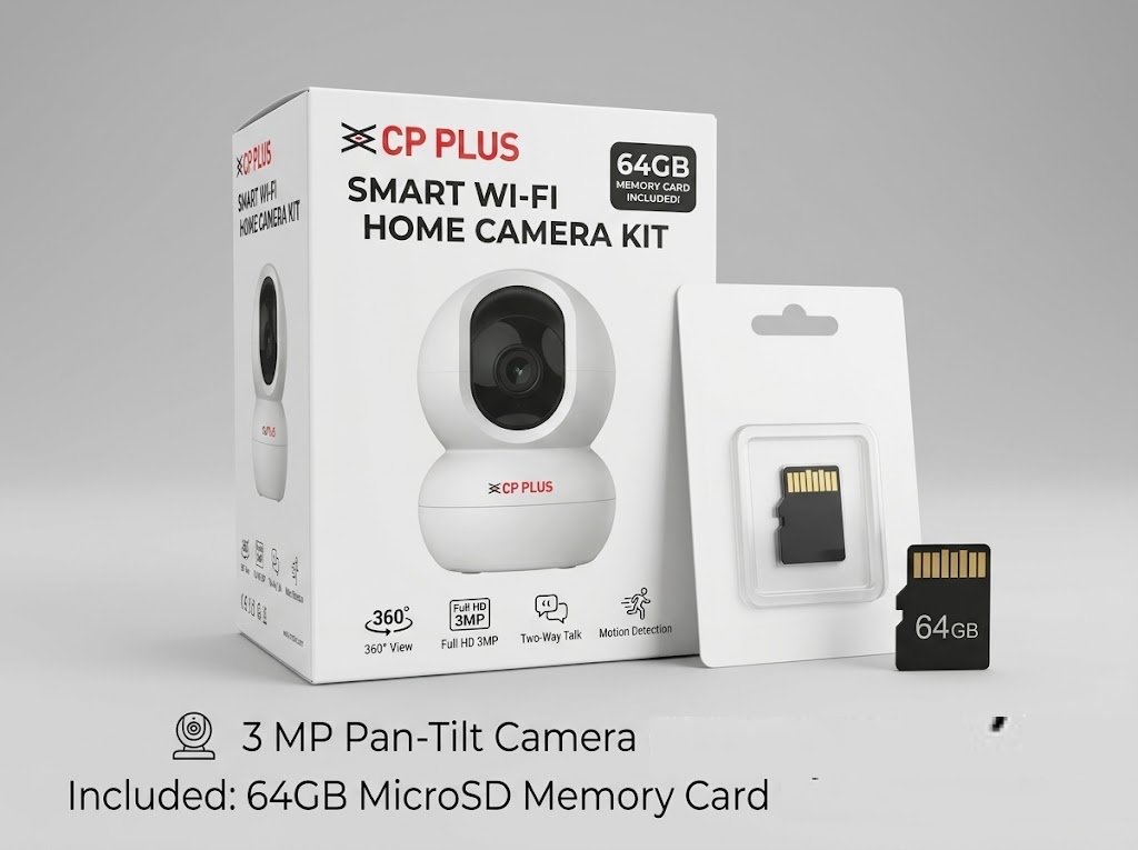 CP PLUS 2 MP WIFI INDOOR PT CAMERA +64 GB Mem Card