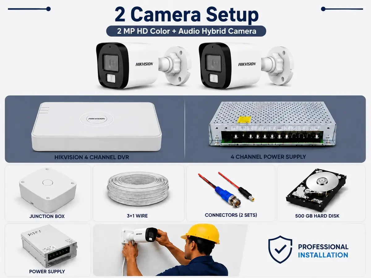 HIKVISION 2 MP HD 2 CAMERA SETUP COLOR + AUDIO