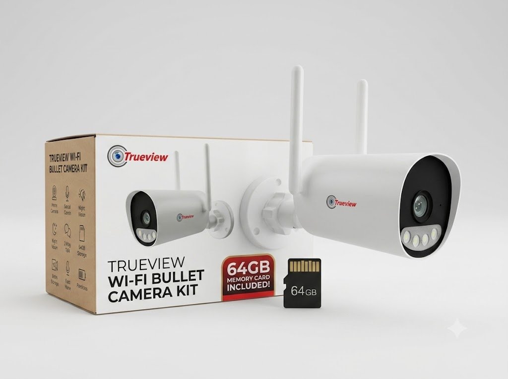 TRUEVIEW WIFI 3 MP BULLET CAMERA +64 GB MEM CARD