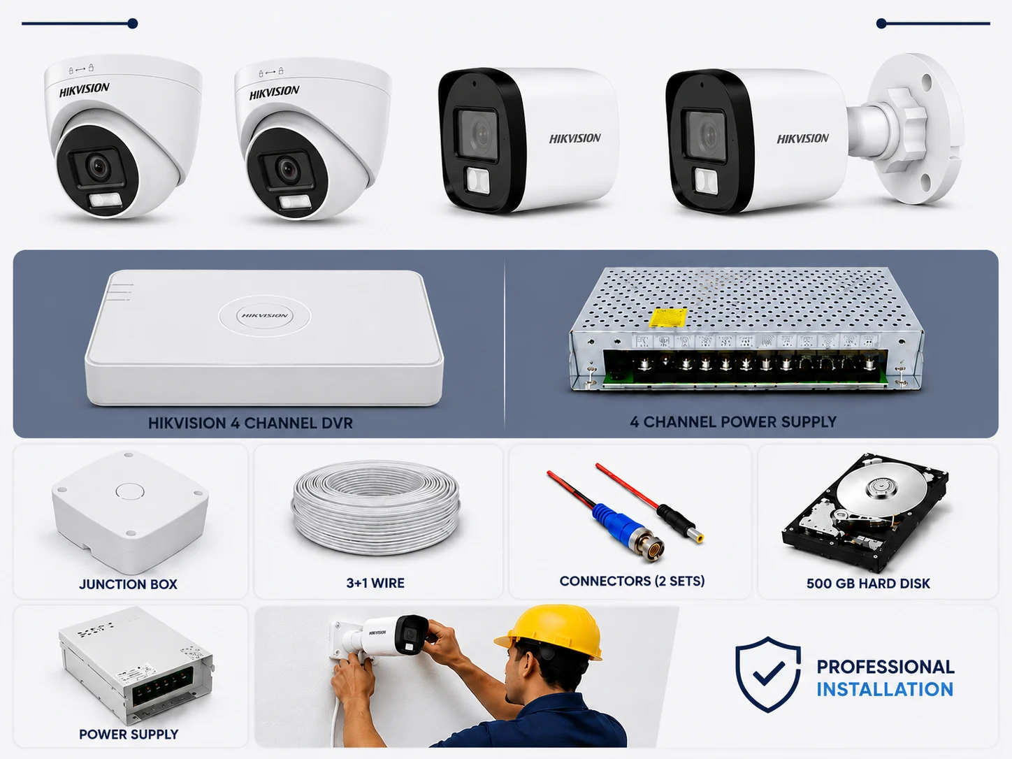 HIKVISION 5 MP HD 4 CAMERA SETUP COLOR + AUDIO