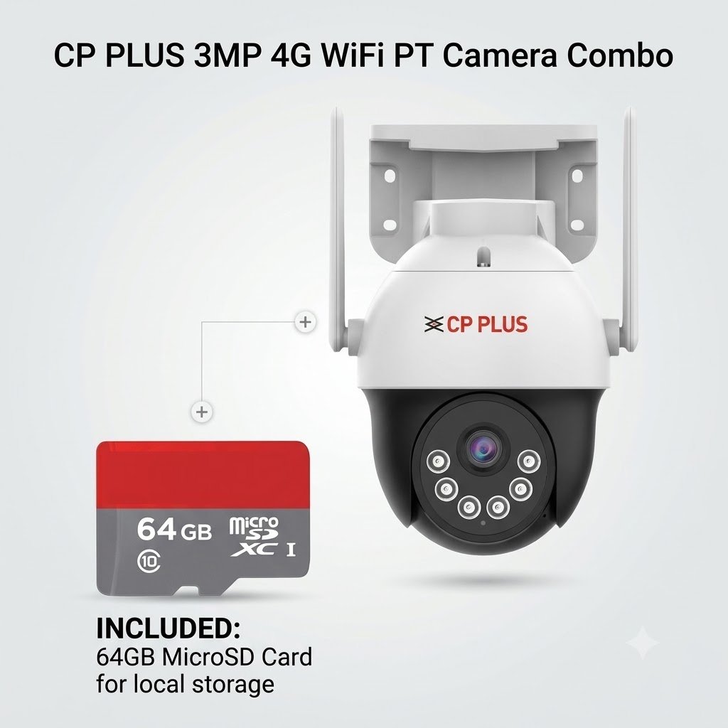 CP PLUS 3 MP 4G PT CAMERA-S35T + 64GB MEM CARD