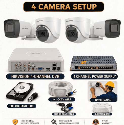 HIKVISION 2 MP HD 4 CAMERA SETUP AUDIO